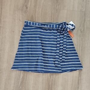 Known Supply Blue Striped Wrap Skirt Organic Cotton Size Small